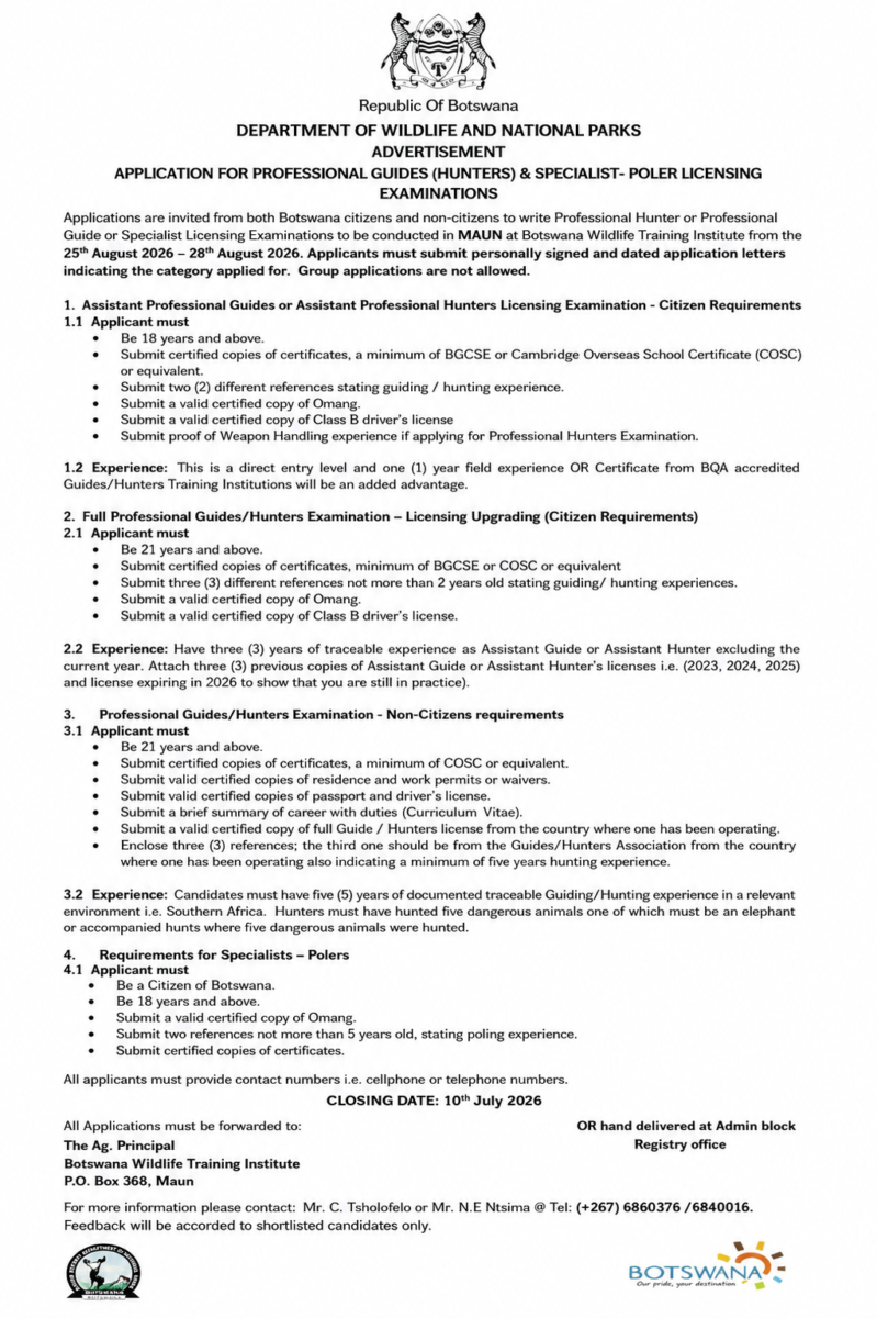 Ministry of Health  – Call of Application